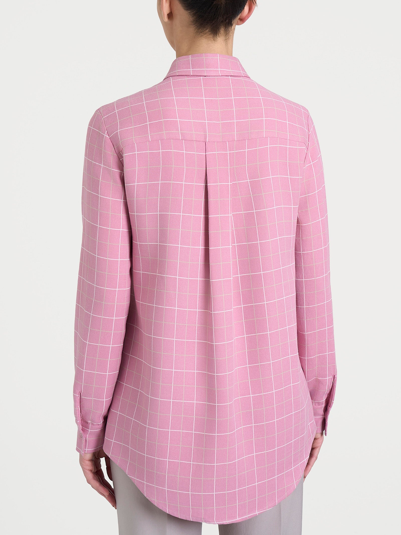 Camicia con macro check bicolor in Winter EcoSeta Rosa Donna - Ragno