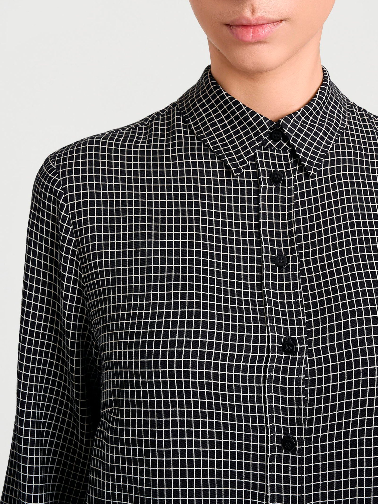 Camicia con micro check bicolor in Winter EcoSeta Neri Donna - Ragno