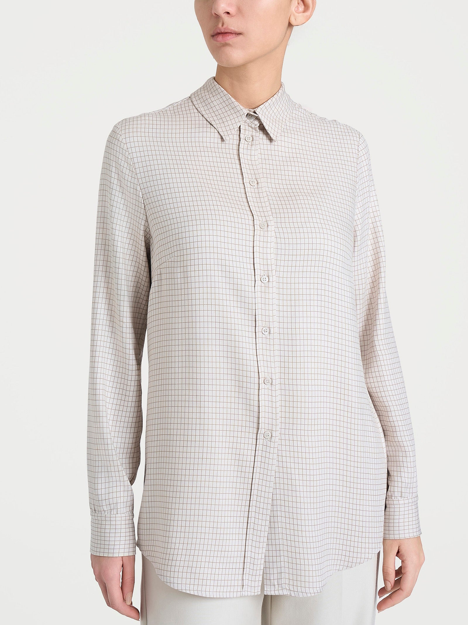 Camicia con micro check bicolor in Winter EcoSeta Bianchi Donna - Ragno