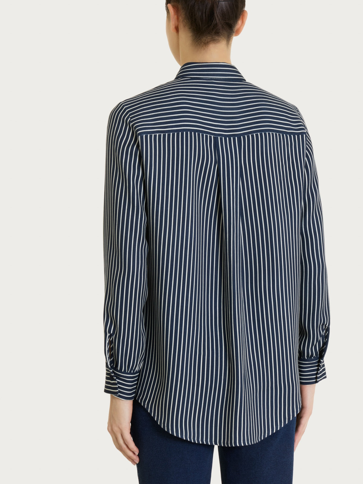 Camicia a righe in Winter Voile di Viscosa Satin Blu Donna - Ragno
