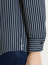 Camicia a righe in Winter Voile di Viscosa Satin Blu Donna - Ragno