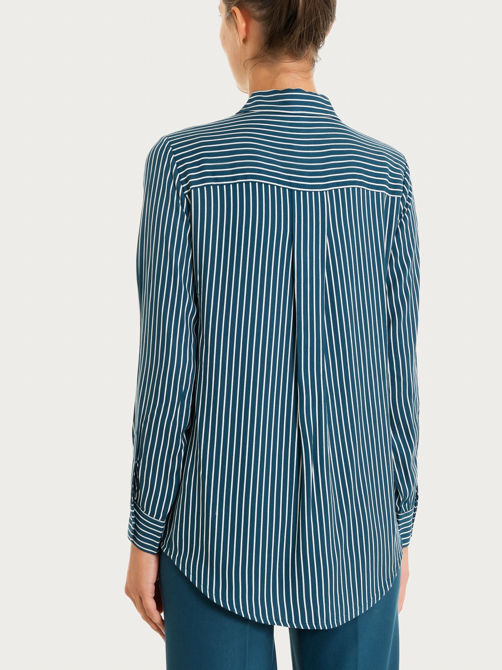 Camicia a righe in Winter EcoSeta Blu Donna - Ragno