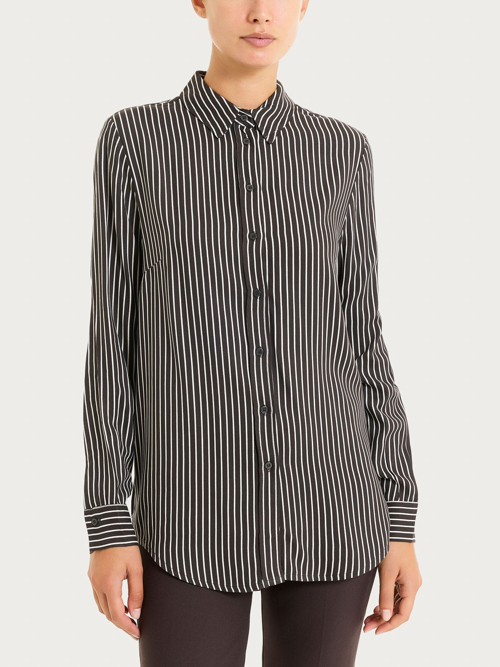 Camicia a righe in Winter EcoSeta Marroni Donna - Ragno