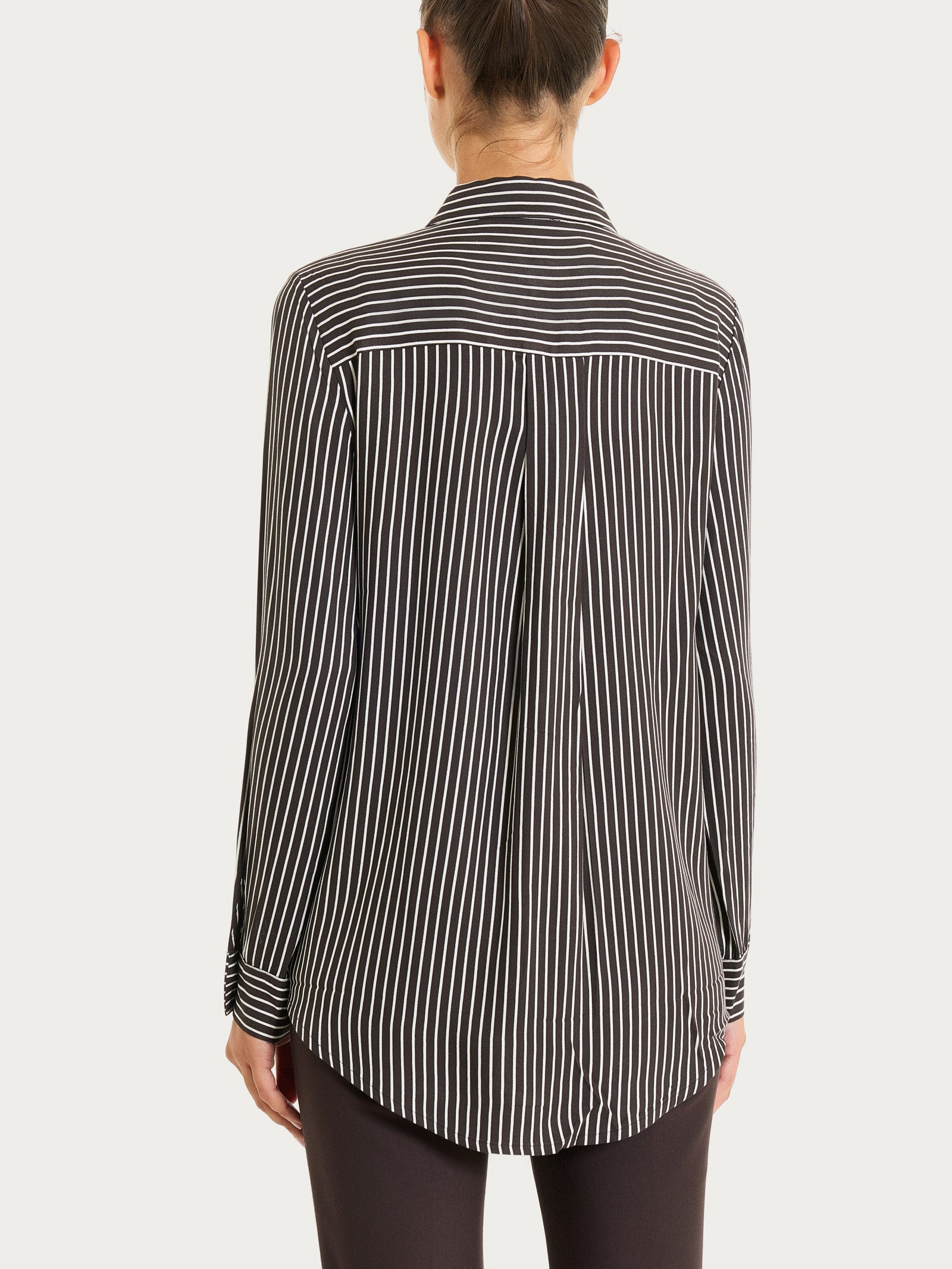 Camicia a righe in Winter EcoSeta Marroni Donna - Ragno