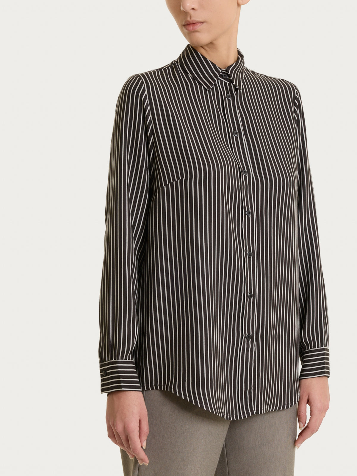 Camicia a righe in Winter Voile di Viscosa Satin Marroni Donna - Ragno