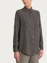 Camicia a righe in Winter Voile di Viscosa Satin Marroni Donna - Ragno