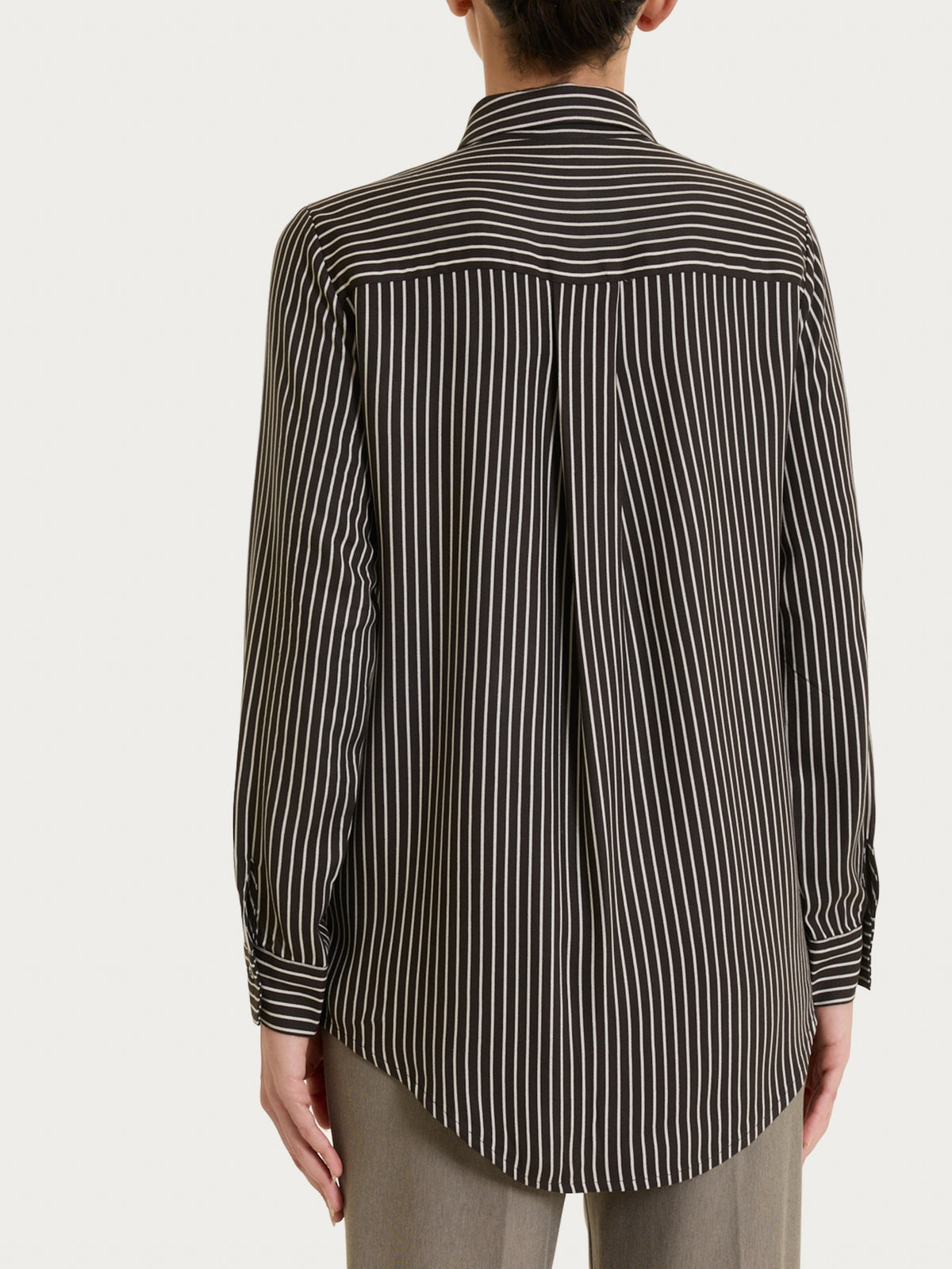 Camicia a righe in Winter Voile di Viscosa Satin Marroni Donna - Ragno
