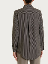 Camicia a righe in Winter Voile di Viscosa Satin Marroni Donna - Ragno