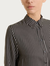 Camicia a righe in Winter Voile di Viscosa Satin Marroni Donna - Ragno