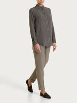 Camicia a righe in Winter Voile di Viscosa Satin Marroni Donna - Ragno