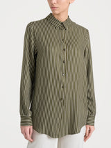 Camicia a righe in Winter EcoSeta Verdi Donna - Ragno