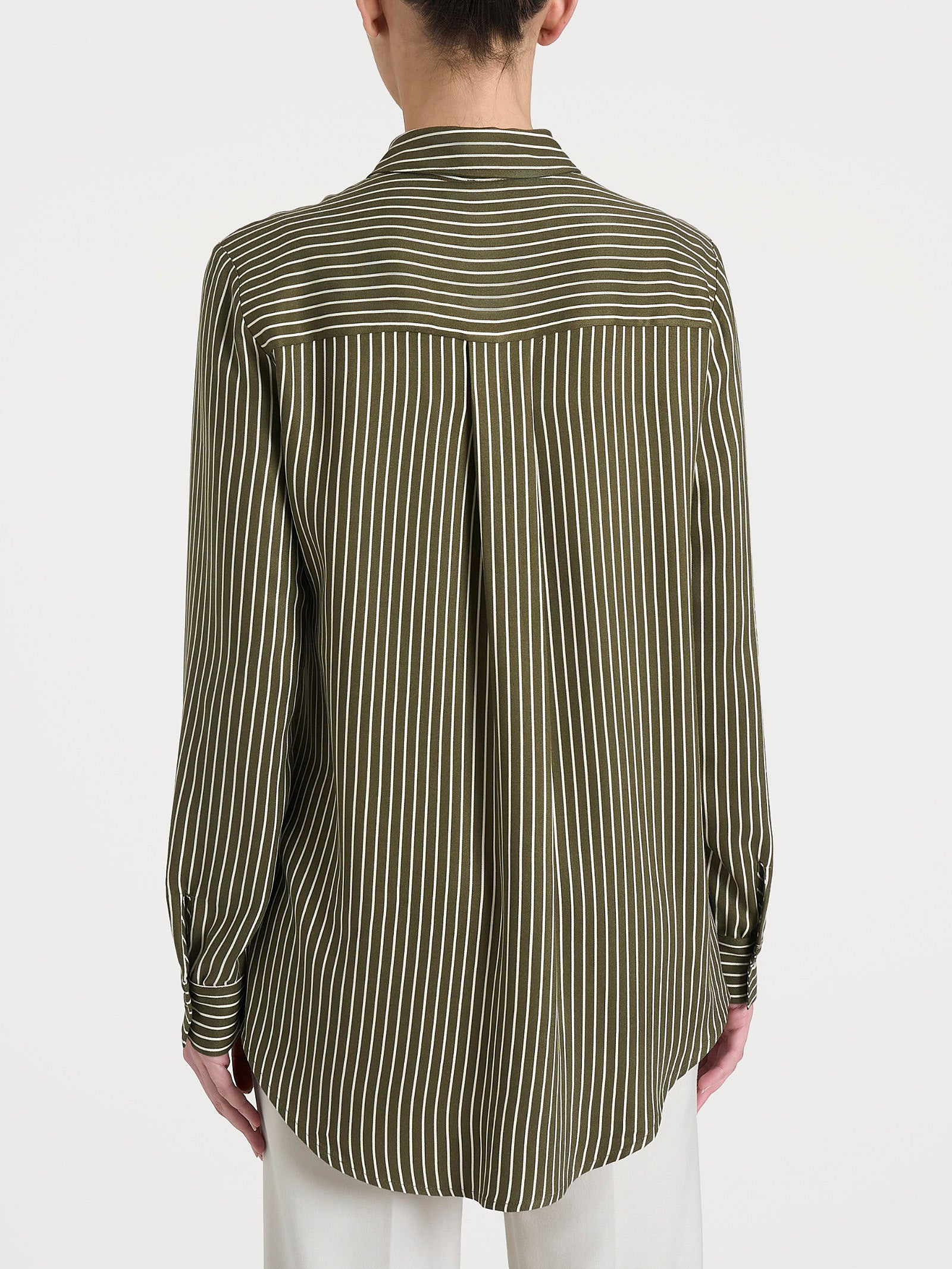 Camicia a righe in Winter EcoSeta Verdi Donna - Ragno