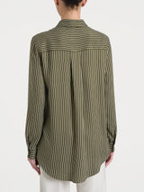 Camicia a righe in Winter EcoSeta Verdi Donna - Ragno