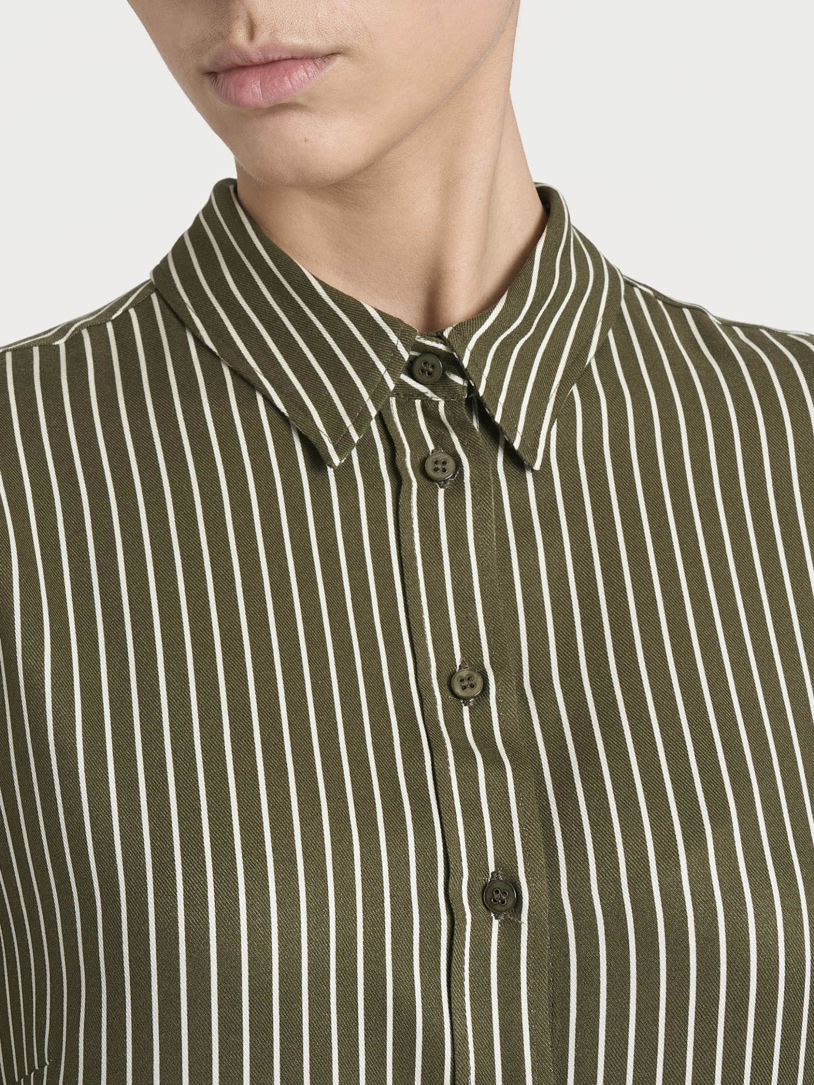 Camicia a righe in Winter EcoSeta Verdi Donna - Ragno