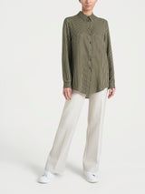 Camicia a righe in Winter EcoSeta Verdi Donna - Ragno