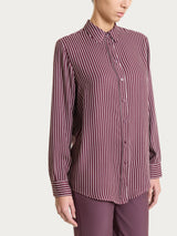 Camicia a righe in Winter Voile di Viscosa Satin Viola Donna - Ragno