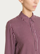Camicia a righe in Winter Voile di Viscosa Satin Viola Donna - Ragno
