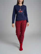 Pigiama con scollo a goccia e dettaglio in Interlock di cotone 40-54 Rossi Donna - Ragno