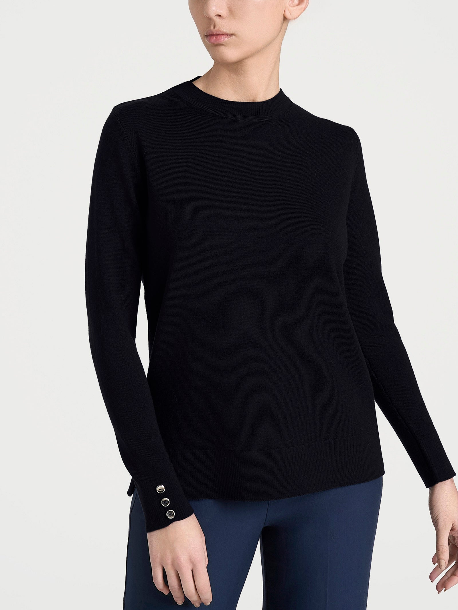 Maglia girocollo in Merino Soft Neri Donna - Ragno