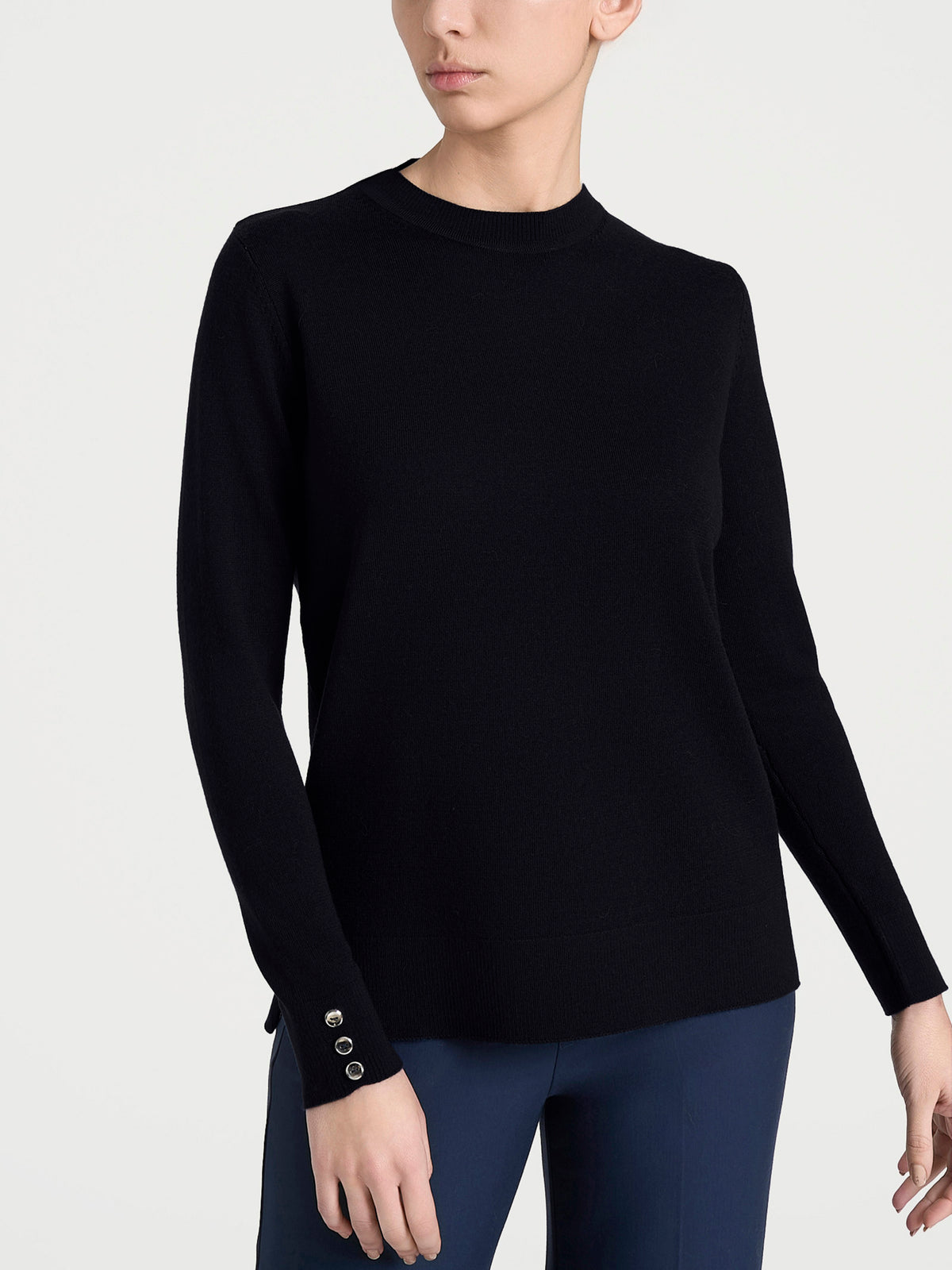 Maglia girocollo in Merino Soft Neri Donna - Ragno