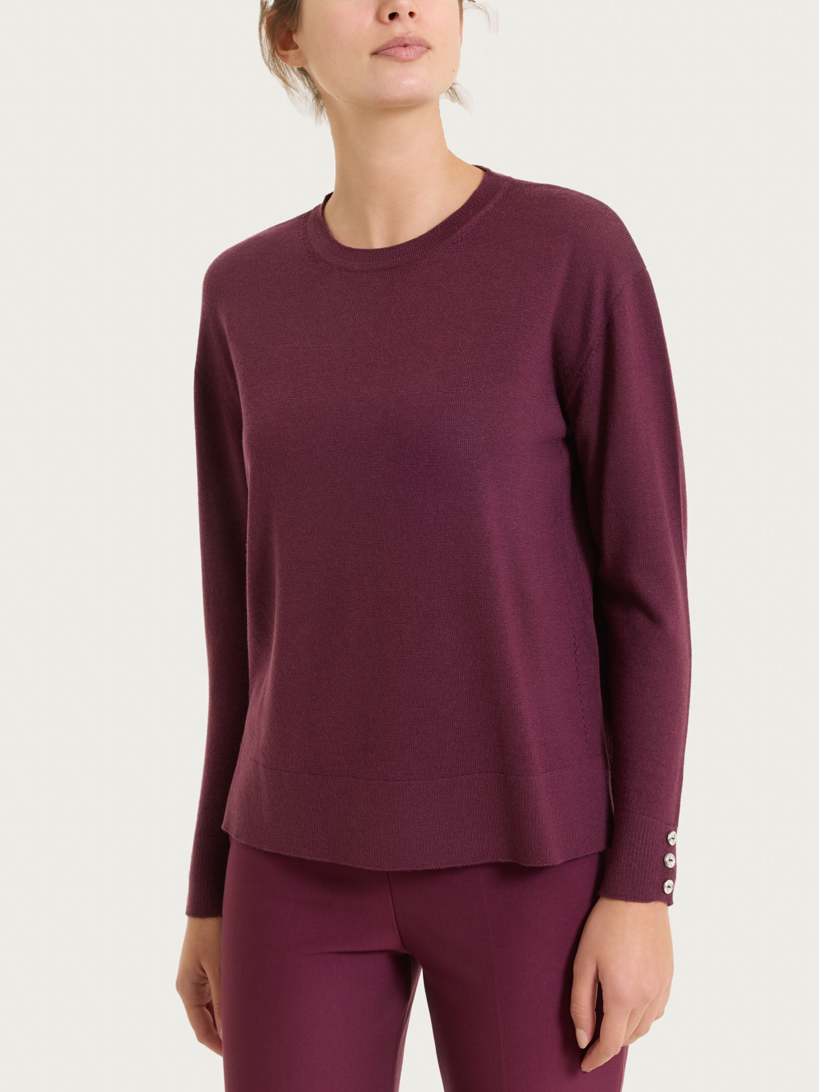 Maglia girocollo in Merino Soft Viola Donna - Ragno