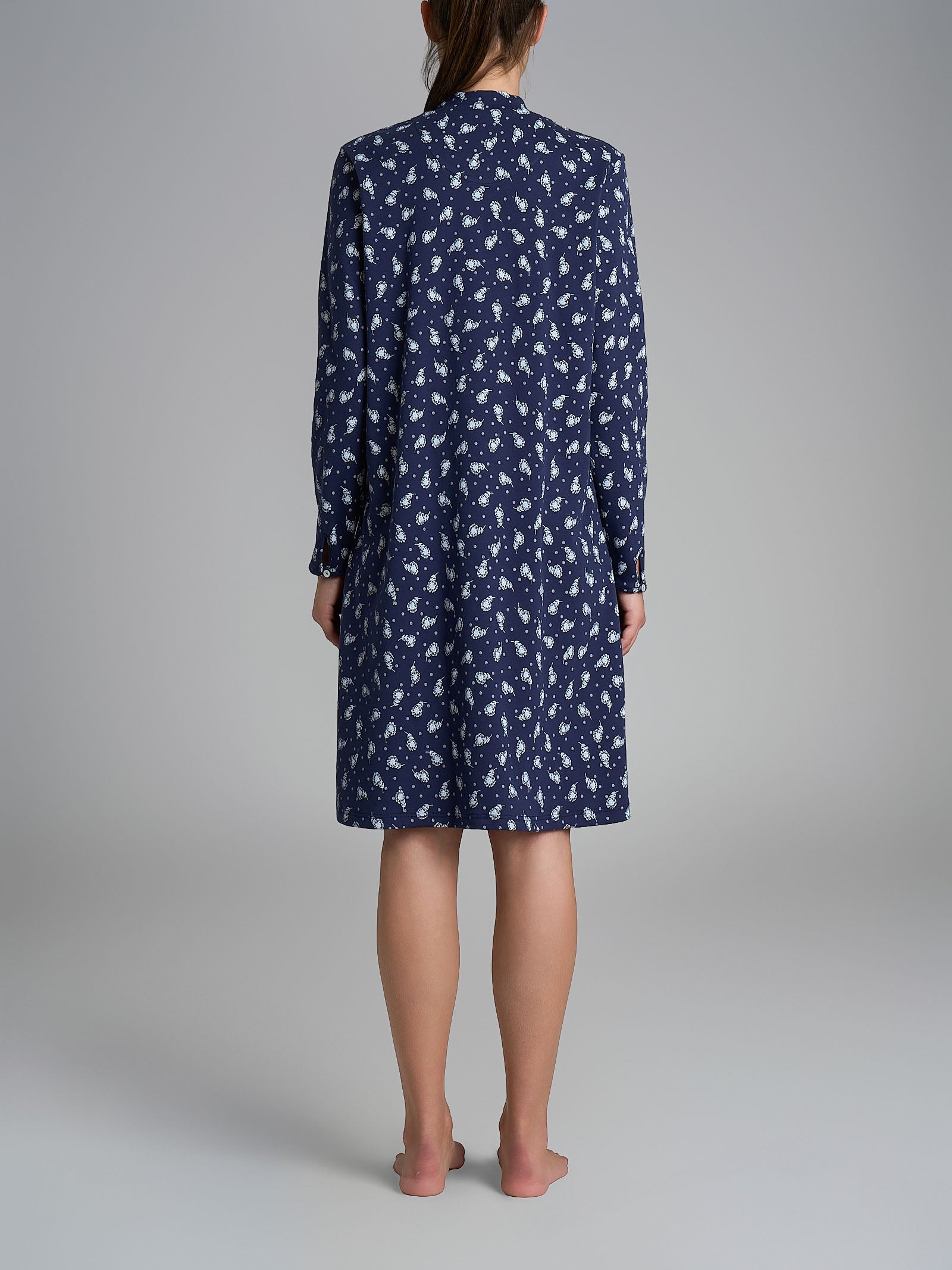 Camicia da notte con pieghe in Interlock di cotone 40-54 Blu Donna - Ragno