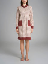 Vestaglia tartan aperta con collo alto in Interlock di cotone Rossi Donna - Ragno