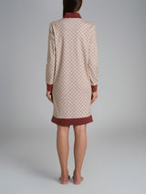 Vestaglia tartan aperta con collo alto in Interlock di cotone Rossi Donna - Ragno