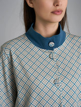 Vestaglia tartan aperta con collo alto in Interlock di cotone Azzurri Donna - Ragno