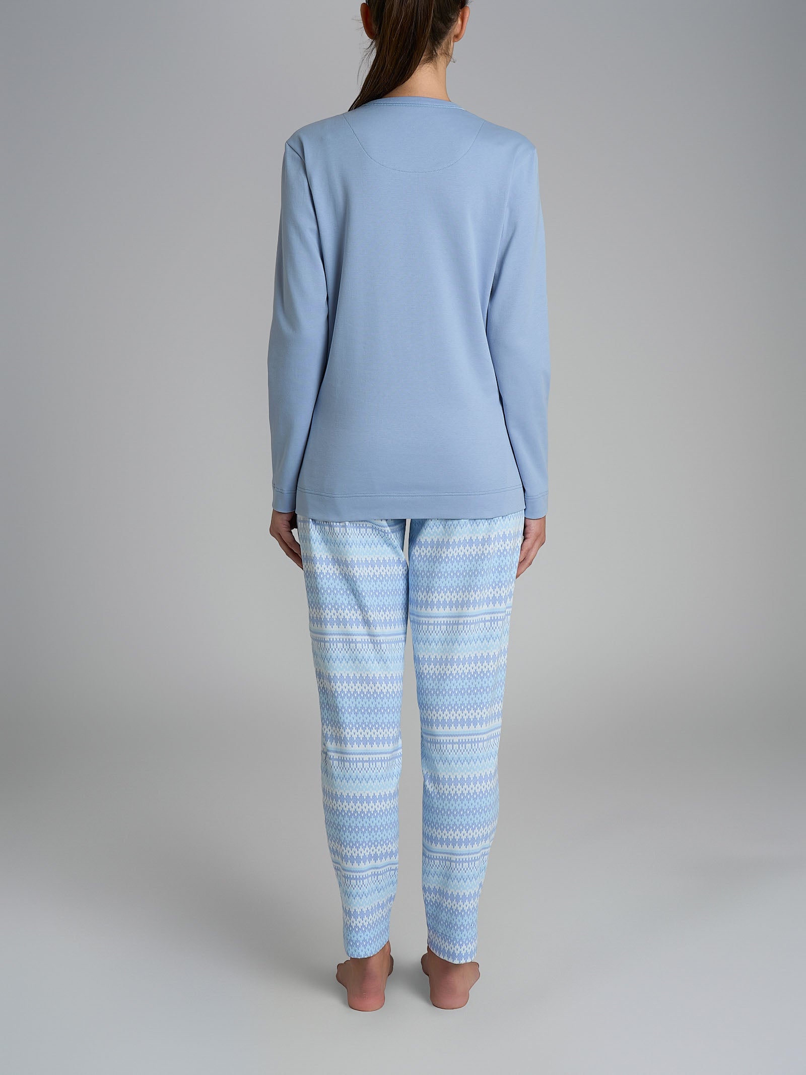 Pigiama girocollo con triangolo in Interlock di cotone  Azzurri Donna - Ragno