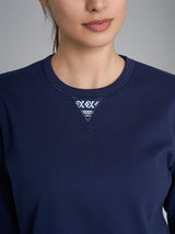 Pigiama girocollo con triangolo in Interlock di cotone  Blu Donna - Ragno