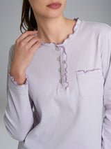 Pigiama a serafino con rouches in Interlock di cotone Viola Donna - Ragno