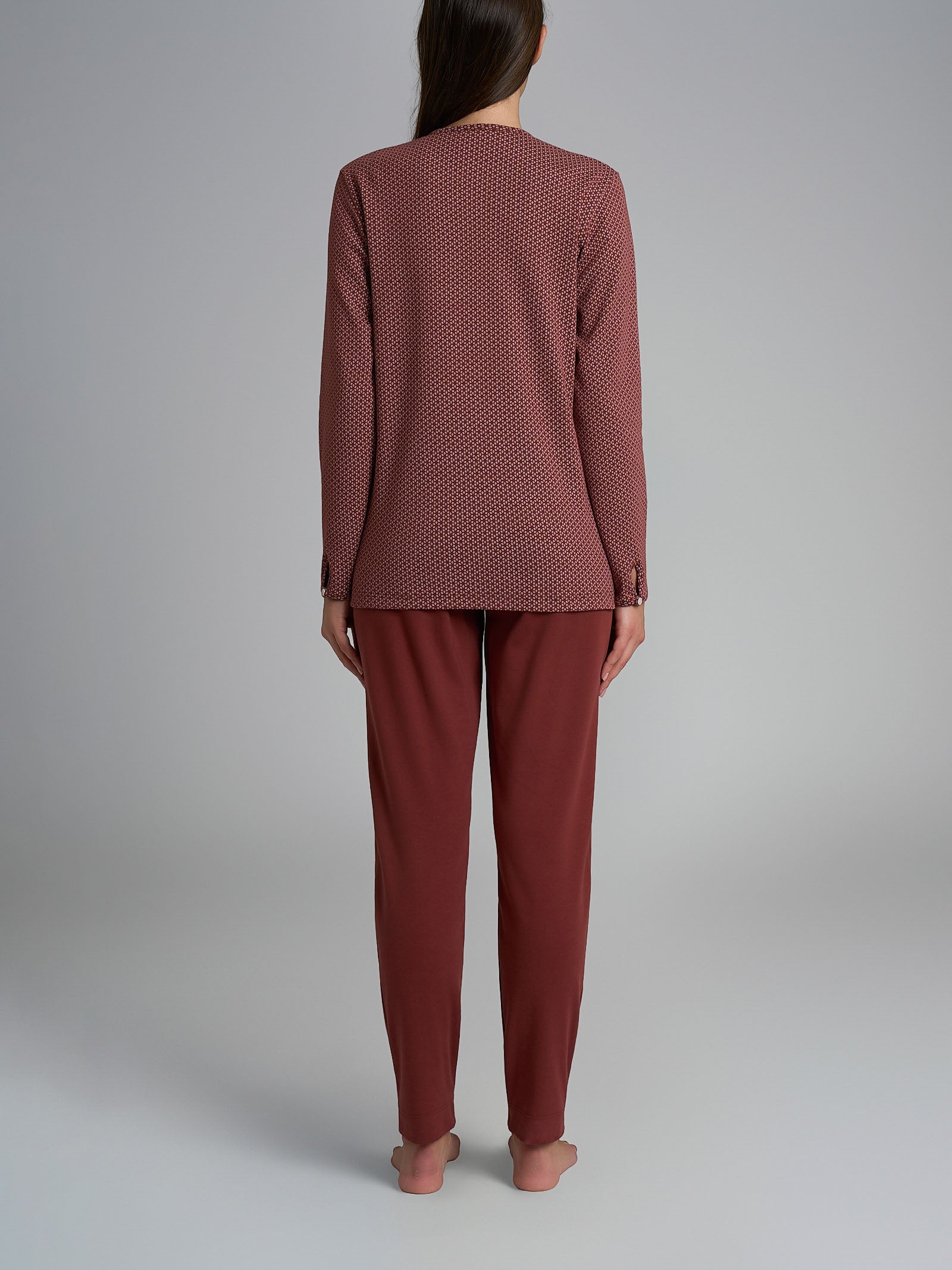 Pigiama a serafino con pizzo in Interlock di cotone 40-54 Arancioni Donna - Ragno