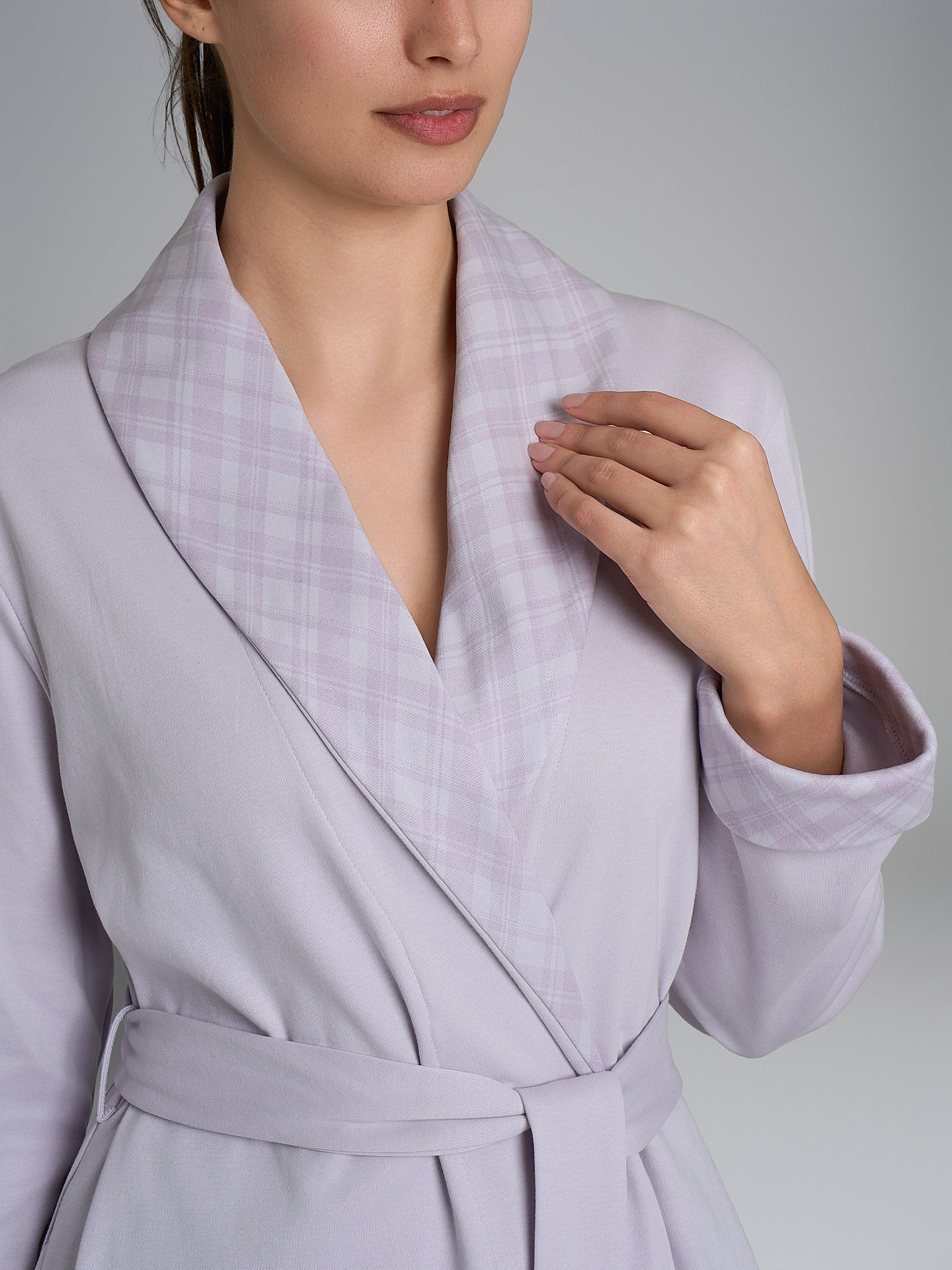 Vestaglia con cintura in Interlock di cotone Viola Donna - Ragno