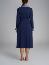 Vestaglia con cintura in Interlock di cotone Blu Donna - Ragno