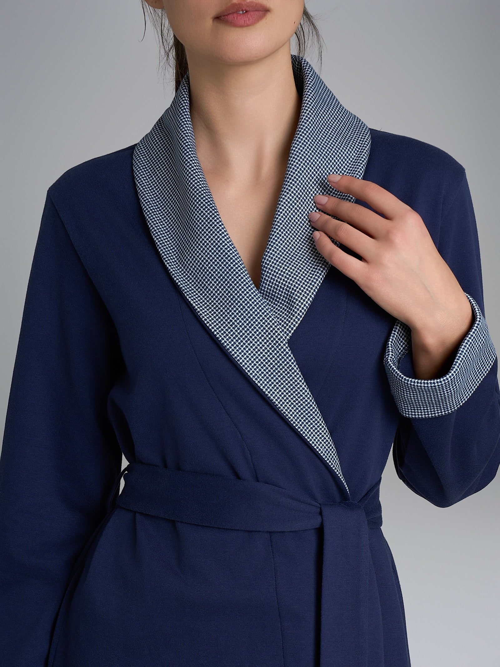 Vestaglia con cintura in Interlock di cotone Blu Donna - Ragno