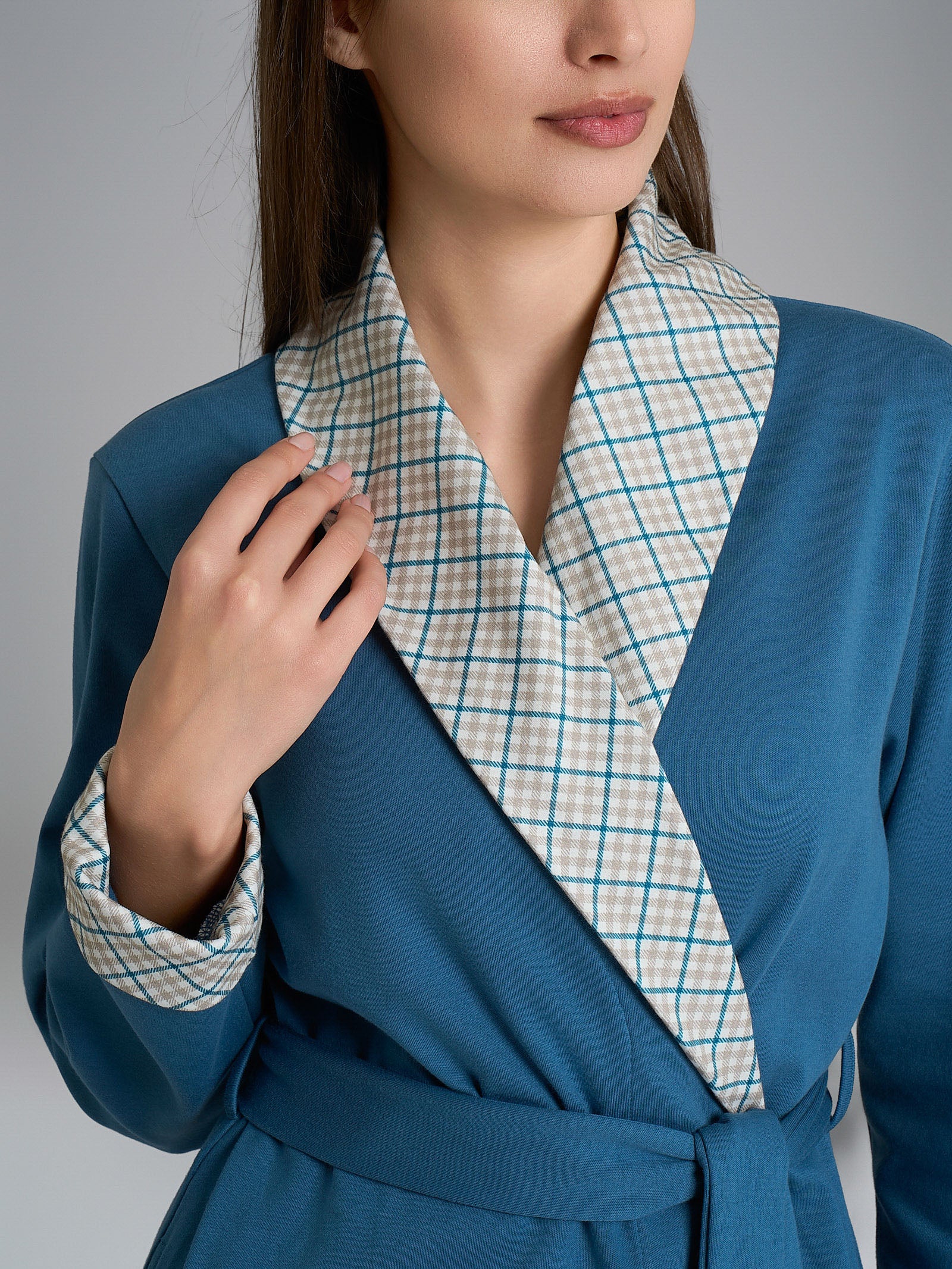 Vestaglia con cintura in Interlock di cotone Azzurri Donna - Ragno