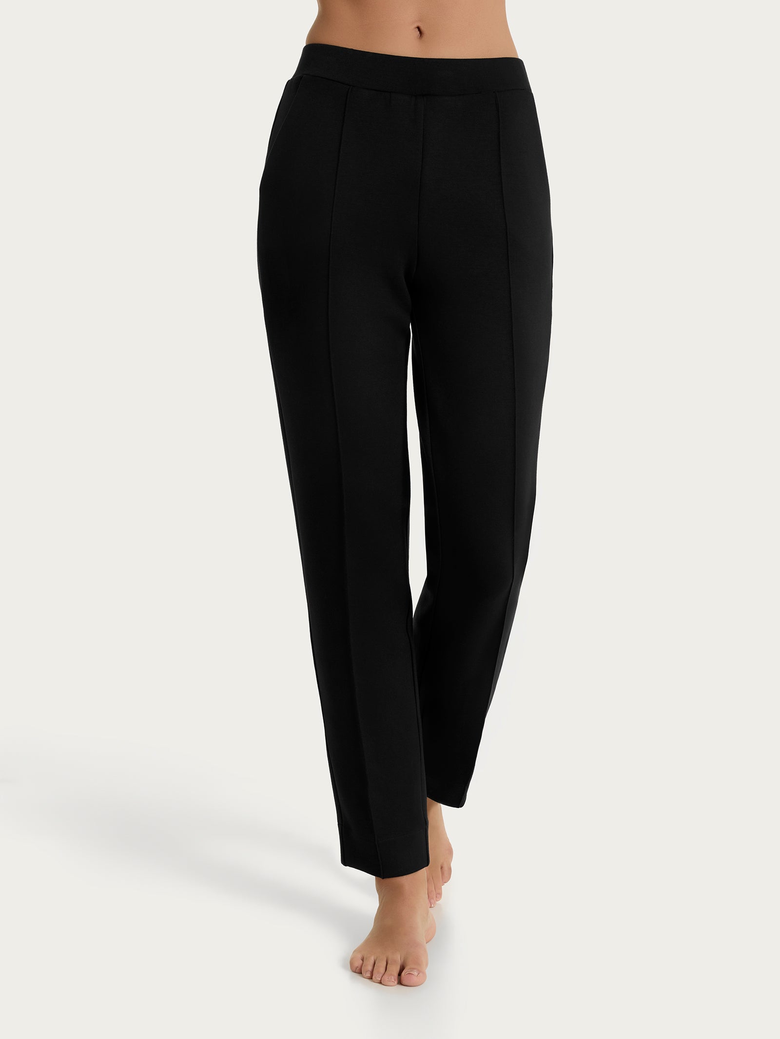 Pantalone a sigaretta con tasche in Scuba Neri Donna - Ragno