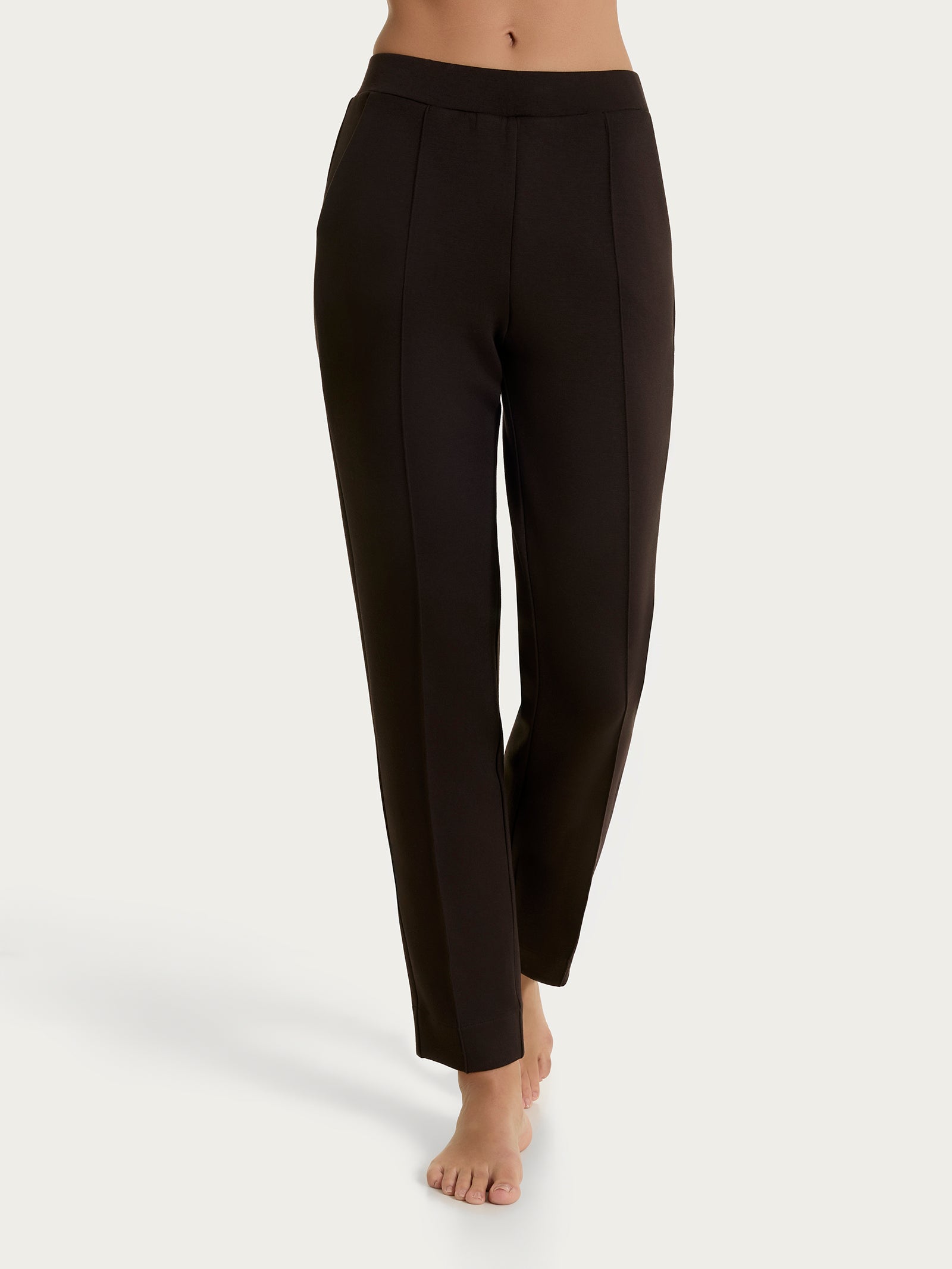 Pantalone a sigaretta con tasche in Scuba Marroni Donna - Ragno