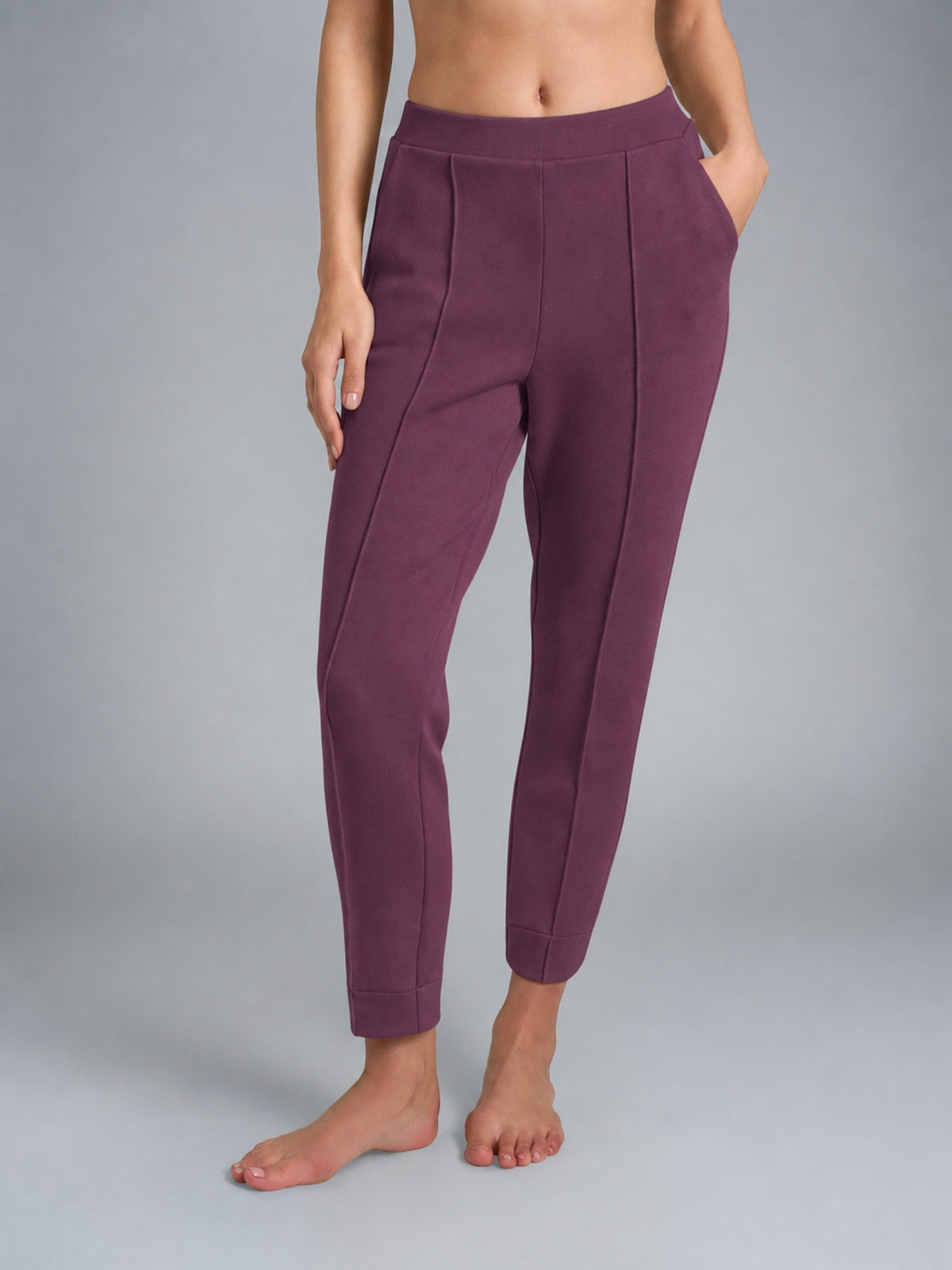 Pantalone a sigaretta con tasche in Scuba Viola Donna - Ragno