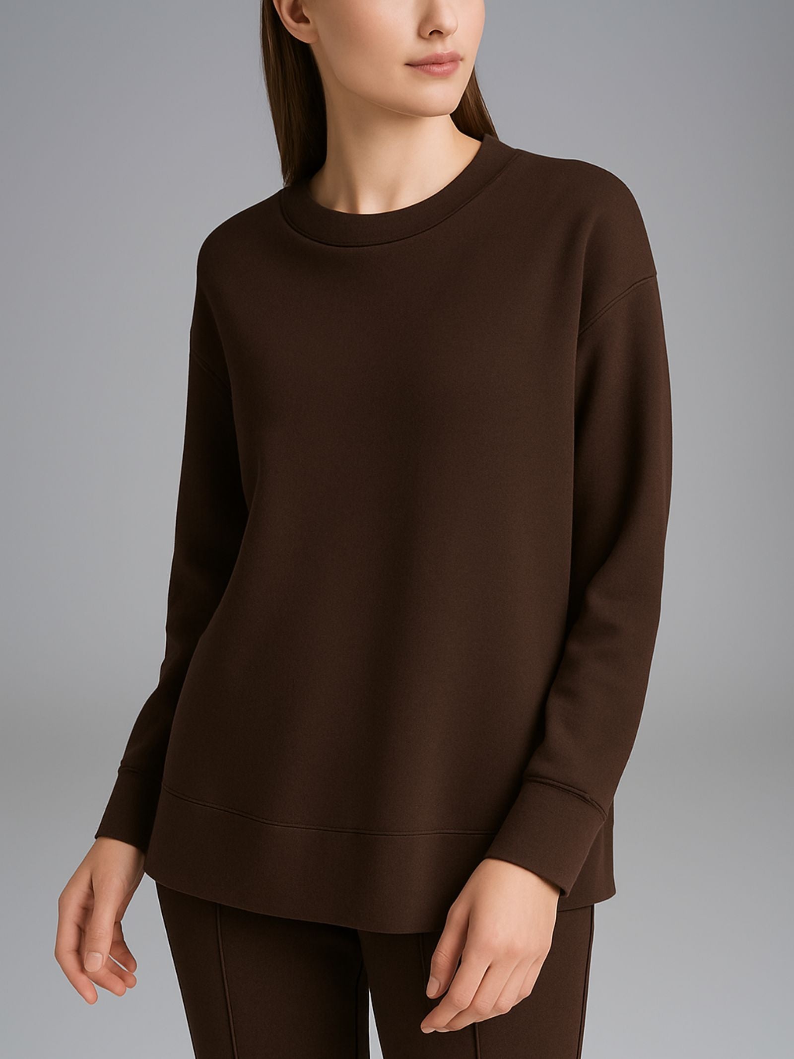 Felpa girocollo in Scuba Marroni Donna - Ragno