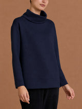 Felpa con collo alto a ciambella in Scuba Blu Donna - Ragno