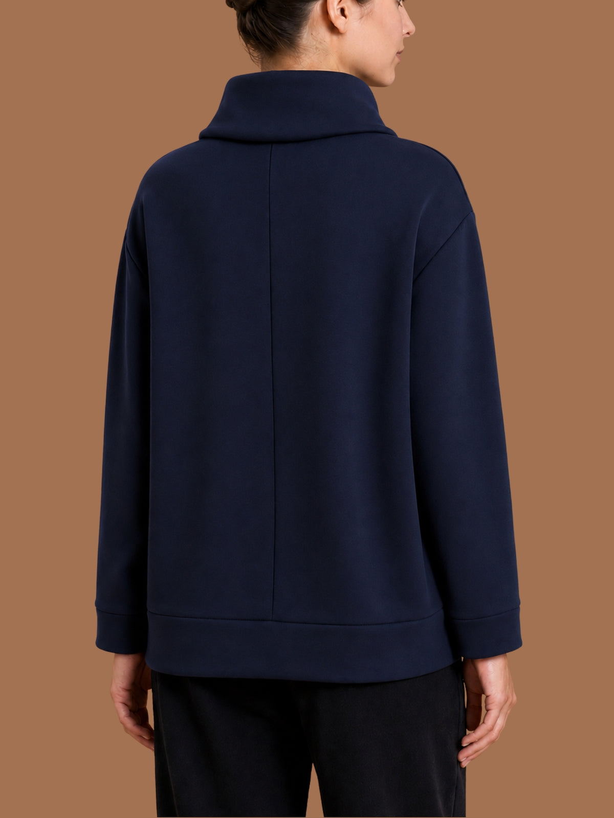 Felpa con collo alto a ciambella in Scuba Blu Donna - Ragno