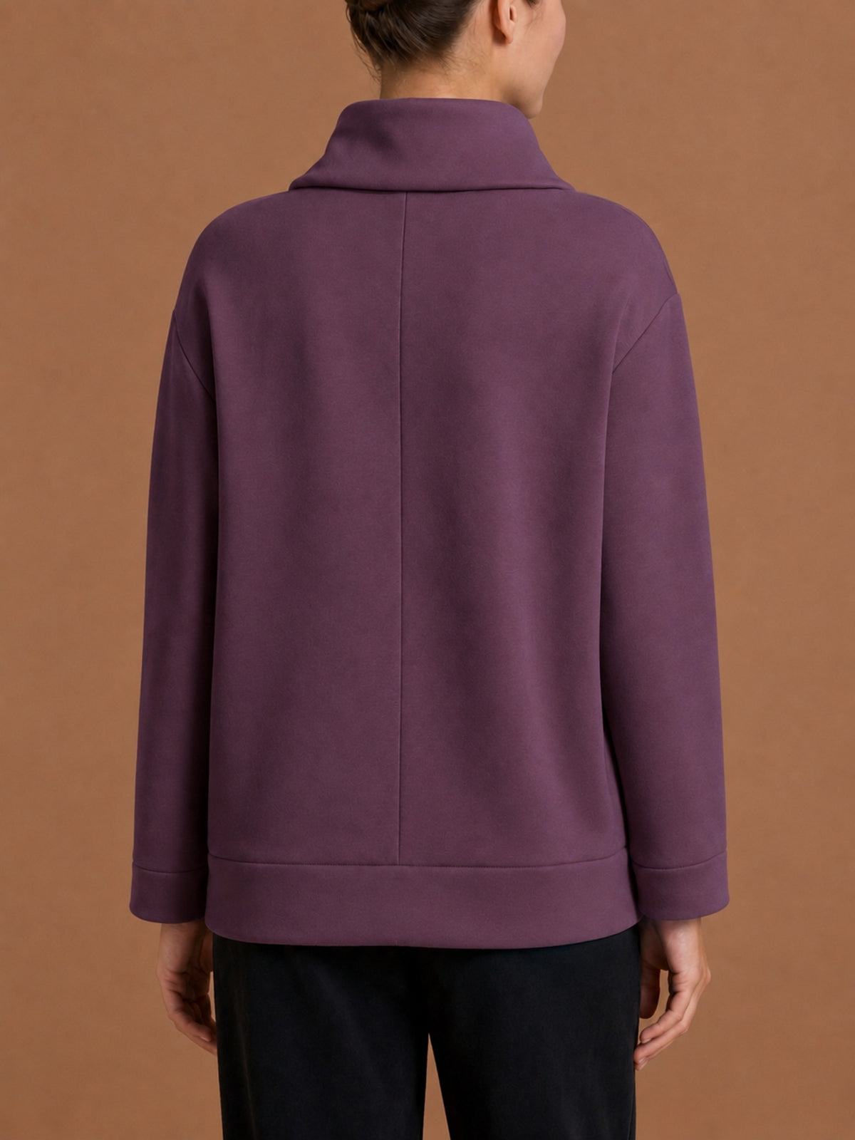 Felpa con collo alto a ciambella in Scuba Viola Donna - Ragno