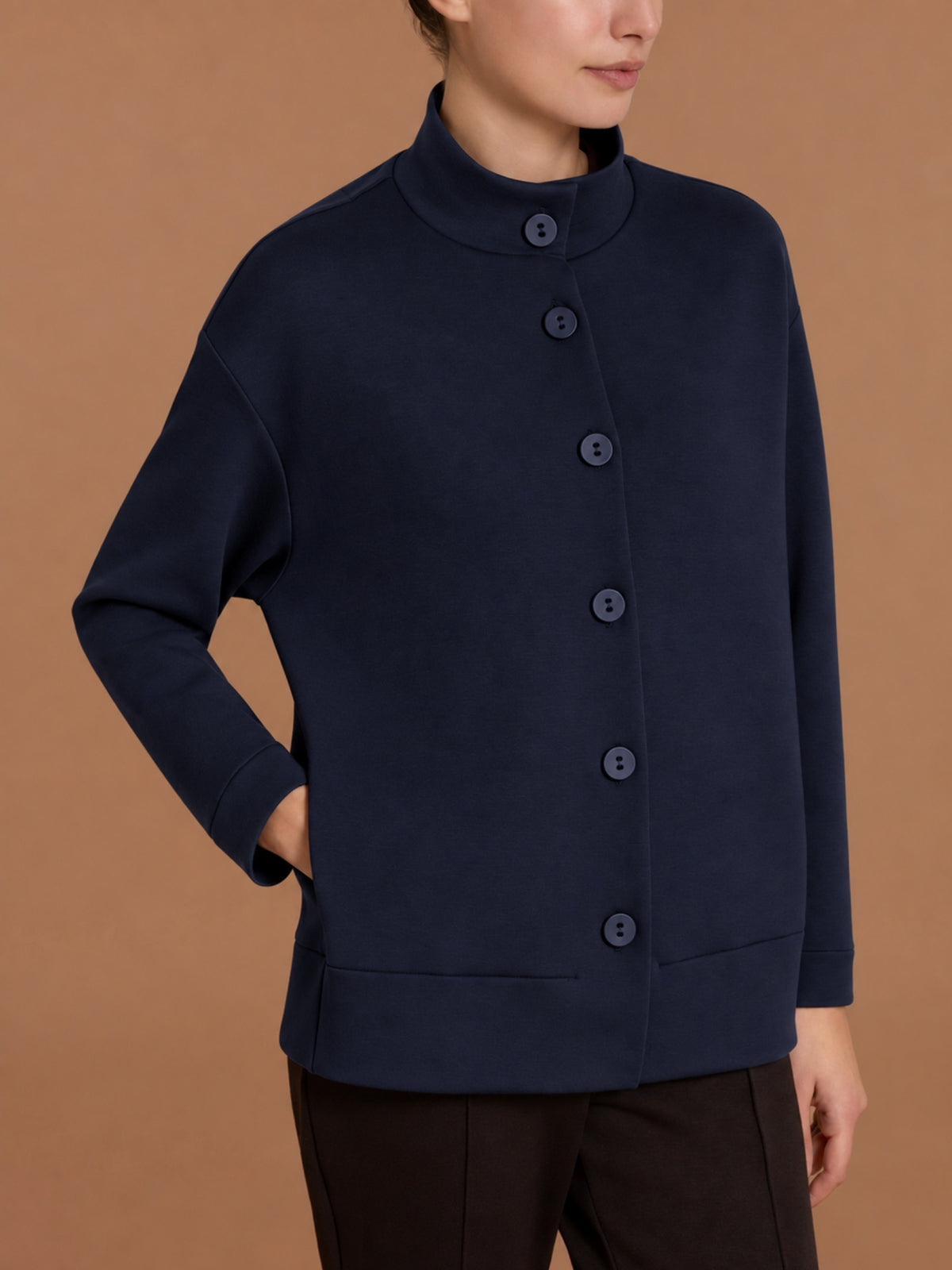Giacchina con bottoni in Scuba Blu Donna - Ragno