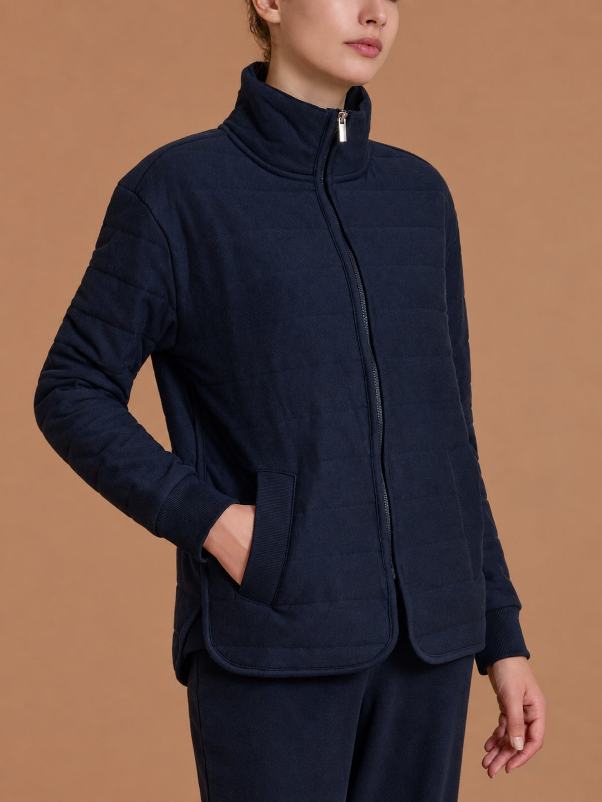 Giacchina con zip in Trapuntino Blu Donna - Ragno