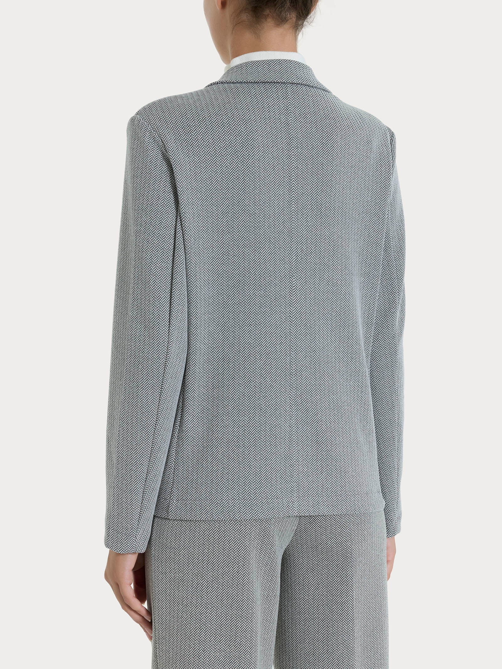 Blazer doppio petto con fantasia a spina di pesce in Eco Jacquard Neri Donna - Ragno