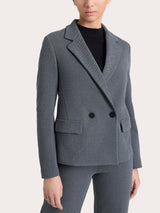  Blazer doppio petto con fantasia a spina di pesce in Eco Jacquard Neri Donna - Ragno
