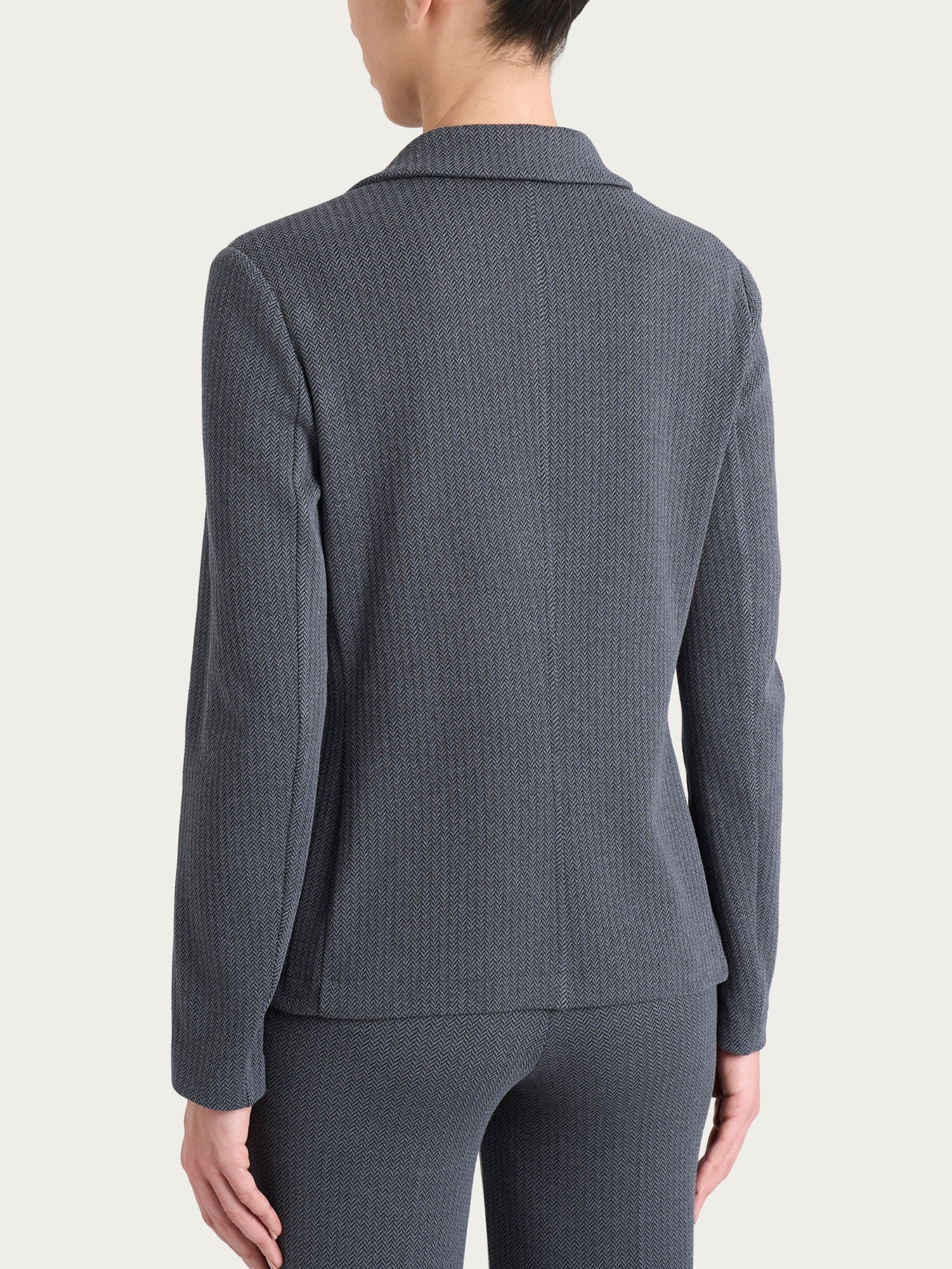  Blazer doppio petto con fantasia a spina di pesce in Eco Jacquard Neri Donna - Ragno