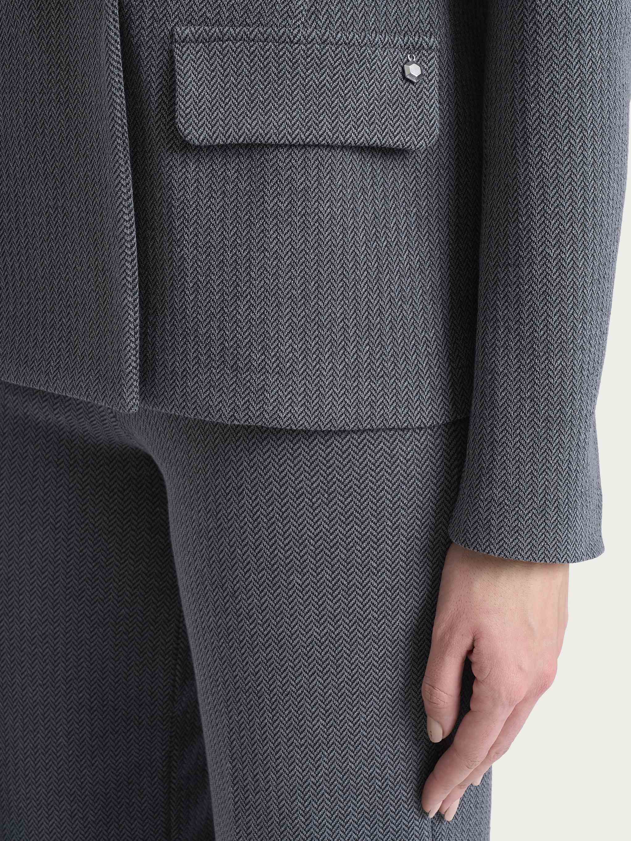  Blazer doppio petto con fantasia a spina di pesce in Eco Jacquard Neri Donna - Ragno